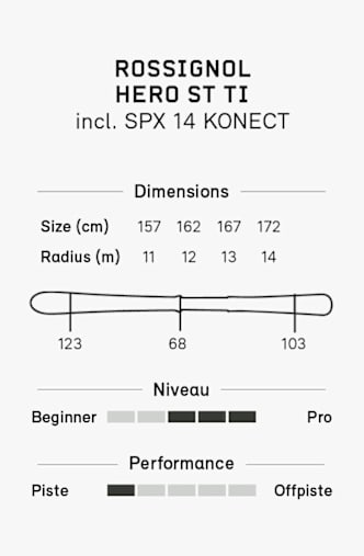 Rossignol Hero ST TI Konect Ski Set 26/27 Rot