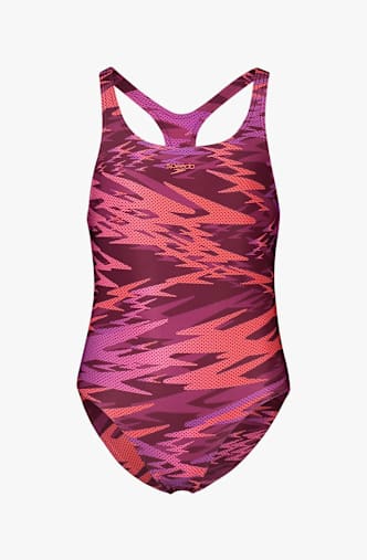 speedo Hyperboom Print Medalist Mädchen Badeanzug Pink