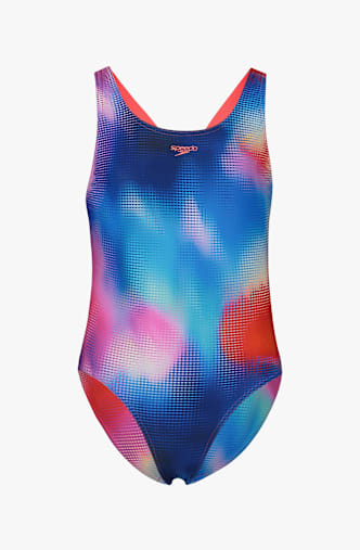 speedo Printed Leaderback Mädchen Badeanzug Pink