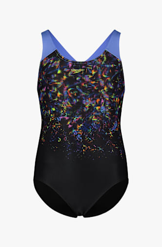 speedo Splashback Print Mädchen Badeanzug Schwarz