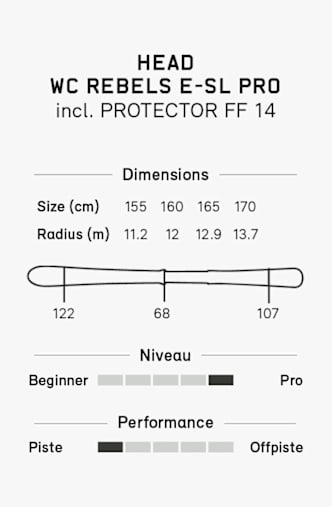 HEAD Worldcup Rebels e-SL Pro ski set 26/27 Bleu