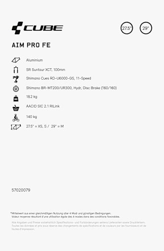 CUBE Aim Pro FE 27.5/29 Mountainbike Grau