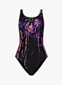 speedo Placement Printed Powerback Damen Badeanzug Schwarz 65158 1