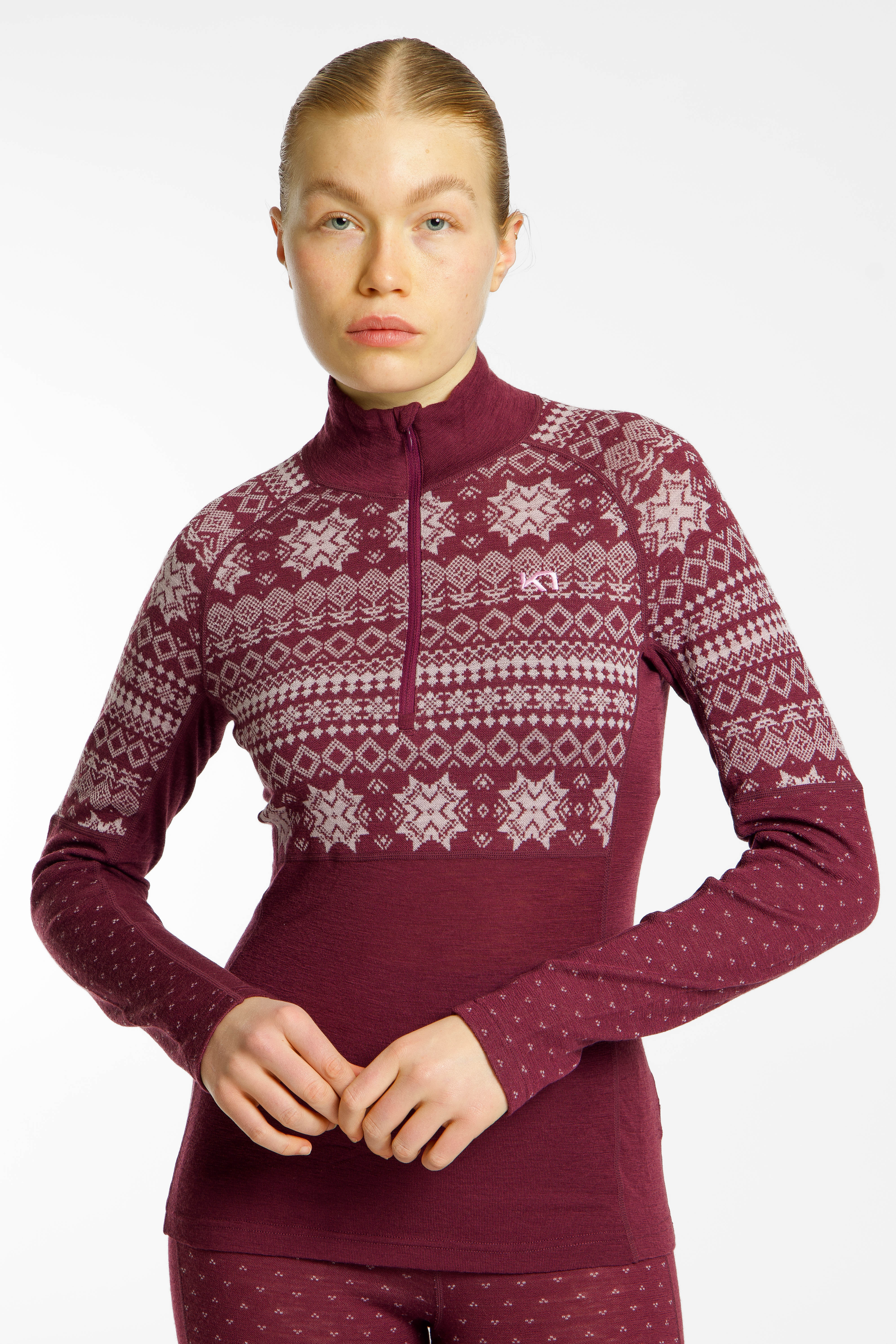 Vilma Merino Half-Zip Damen Thermo Longsleeve
