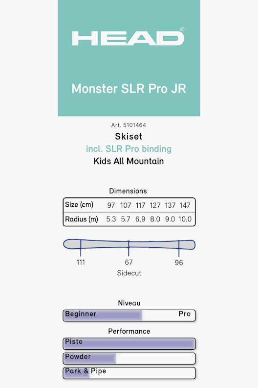 HEAD Monster SLR Pro Kinder Ski Set 19/20