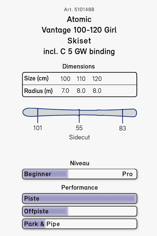 ATOMIC Vantage 100-120 cm ski set filles 19/20