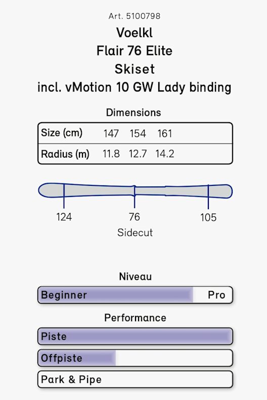 Voelkl Flair 76 Elite Damen Ski Set 20/21