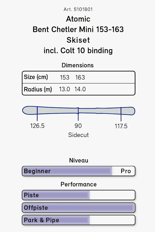 ATOMIC Bent Chetler Mini 153 cm - 163 cm Kinder Ski Set 20/21