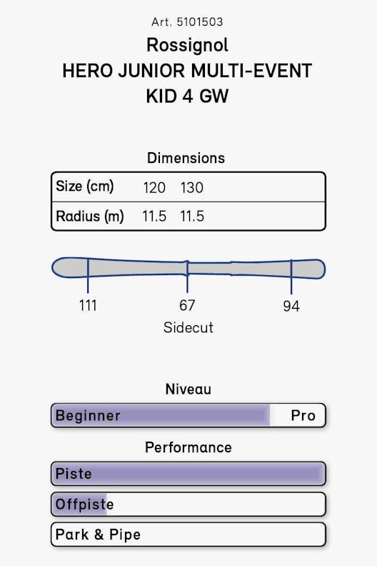 Rossignol Hero Multi-Event 120 cm - 130 cm Kinder Ski Set 20/21