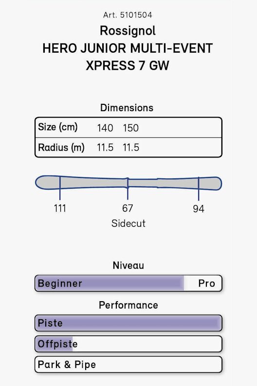 Rossignol Hero Multi-Event 140 cm - 150 cm  set sci bambini 20/21