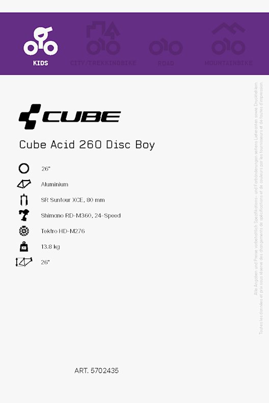 CUBE Acid 260 Disc 26 mountainbike garçons 2021