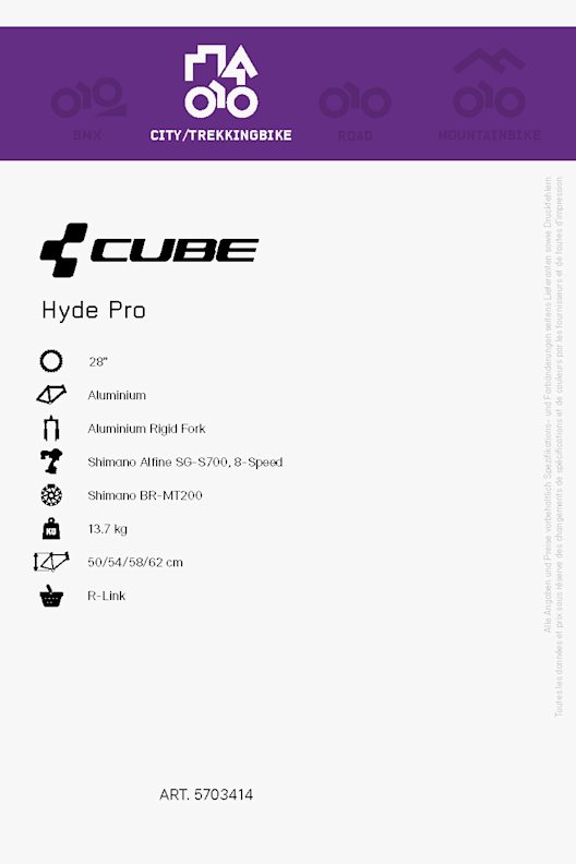 CUBE Hyde Pro 28 citybike hommes 2021