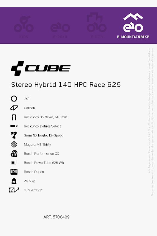 CUBE Stereo Hybrid 140 HPC Race 625 29 Herren E-Mountainbike 2021
