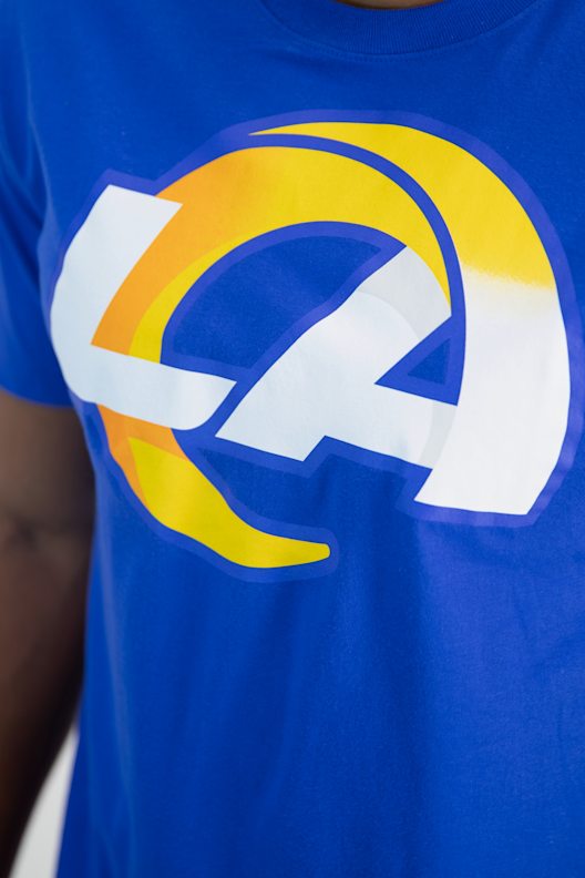 T-shirt NFL Los Angeles Rams, Colore Navy/oro, Modello Head Navy/Oro, Unisex, 100% Cotone, Nuovo Con Etichette